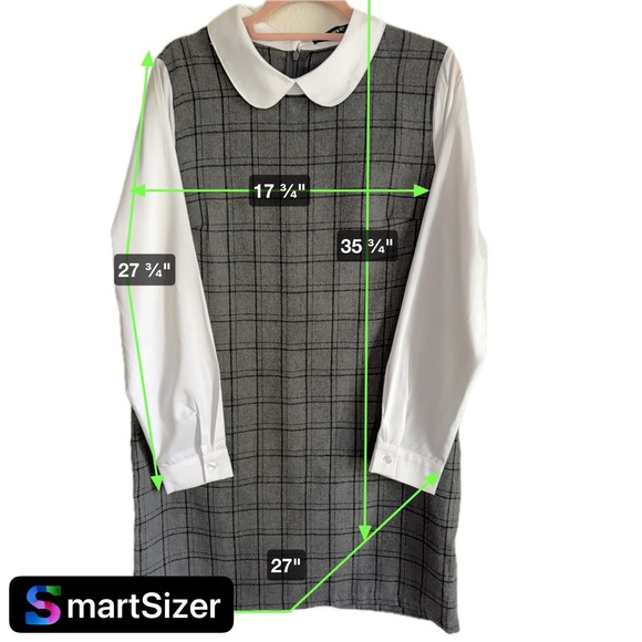 Allegra K Women's Peter Pan Collar Long Sleeve Shift Plaid Dress size Large #117 - Picture 4 of 5